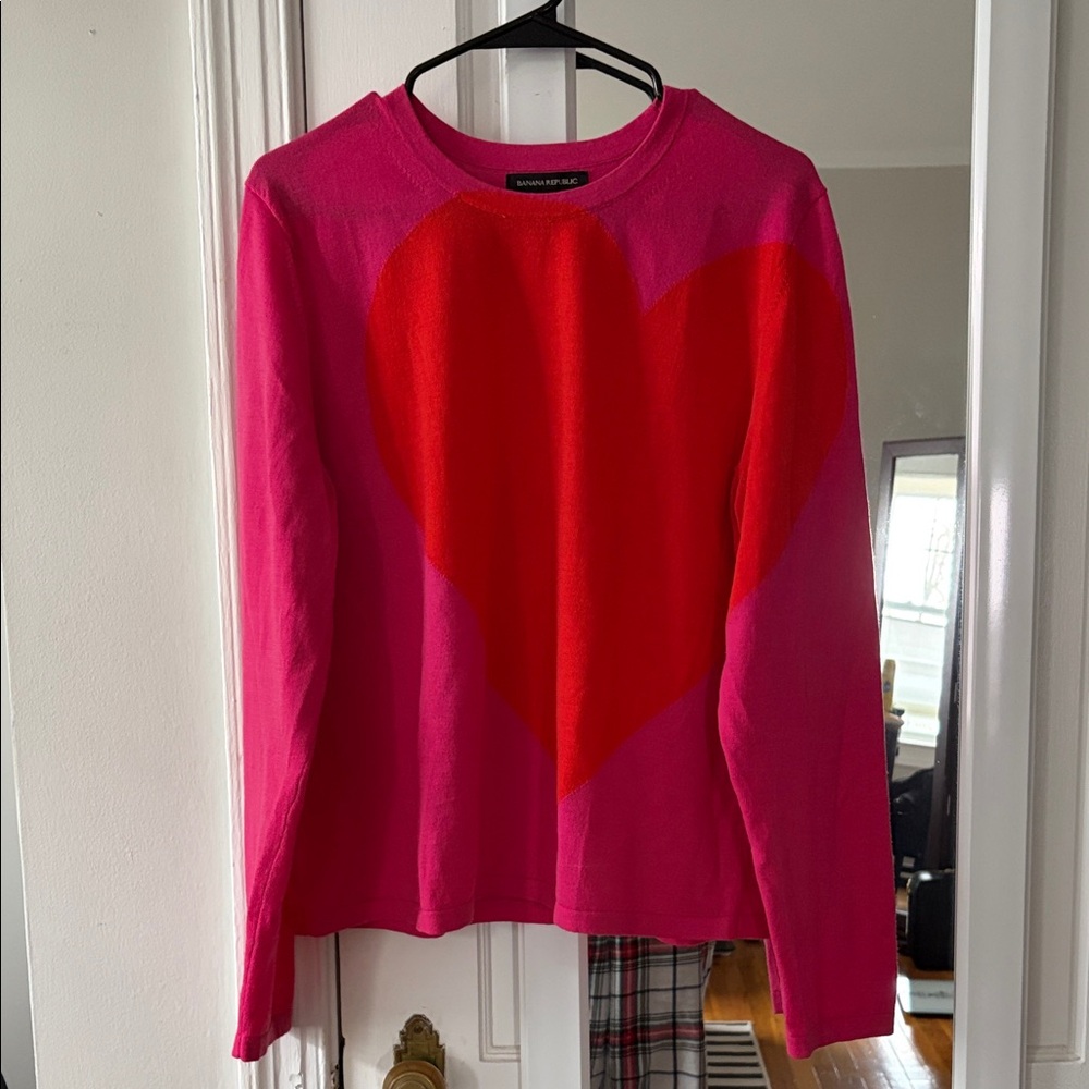 Banana Republic Fuchsia Sweatshirt with Red Heart
